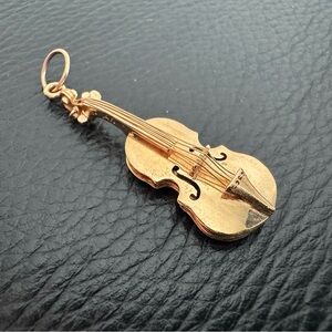 Tiffany & Co. Vintage 14k Yellow Gold Violin Necklace Pendant